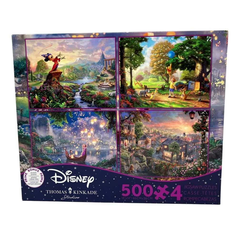Disney Fantasia Puzzle Set Thomas Kinkade 4 Pack‎ 500 Piece Jigsaw Pooh Ceaco